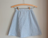 1960s BLUE JEAN Skirt.....size 7 girls...kids. children. girls. gals. blue skirt. pandora. 60s skirt. classic. school girl. mod