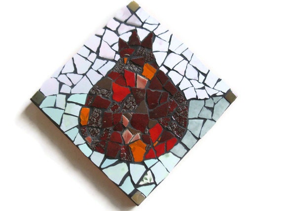 Red Pomegranate Mosaic Ceramic Tile Broken Pottery Wall Art Hanging Home Decoration Abundance Mother's Day