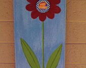 Flower Art, Original Painting, Vintage Milk Cap, Boho