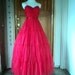 Vintage 60s Dress Chiffon Prom Sweetheart Gathered Bodice Full Tiers Formal XS 32 B