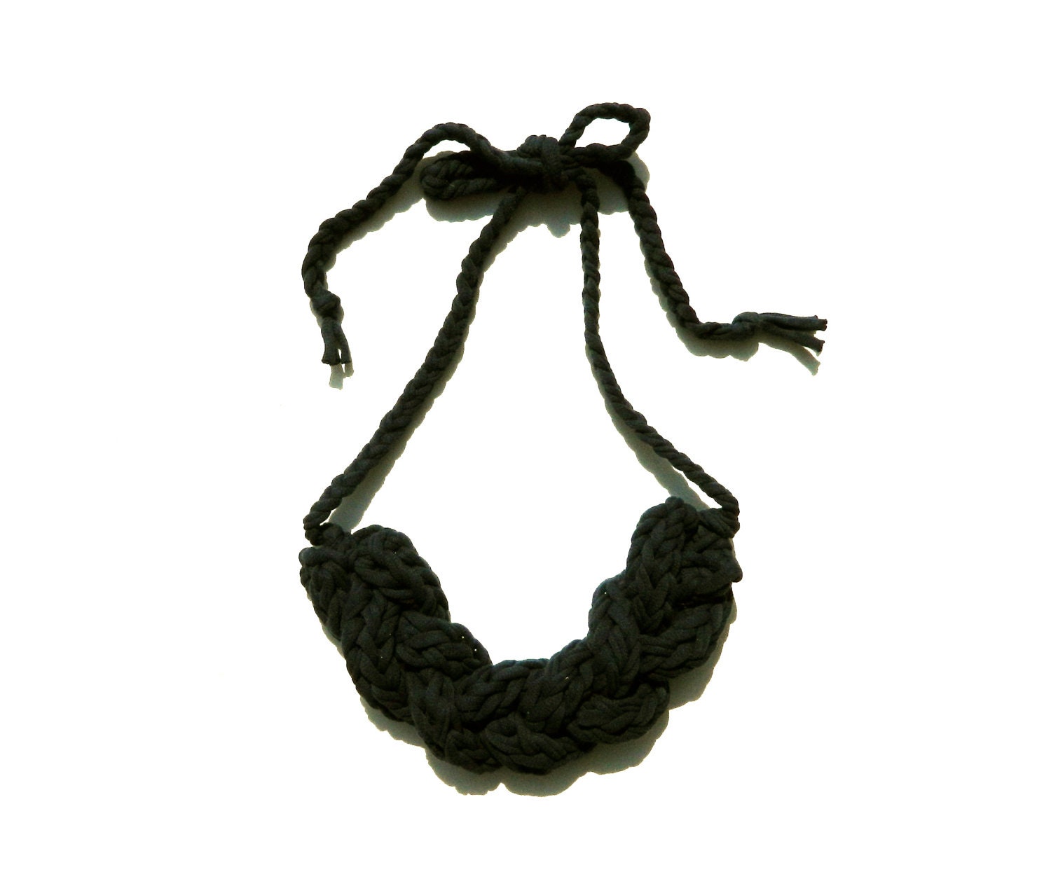 T Shirt Necklace - Braided Yarn Nautical Jewelry -  BLACK