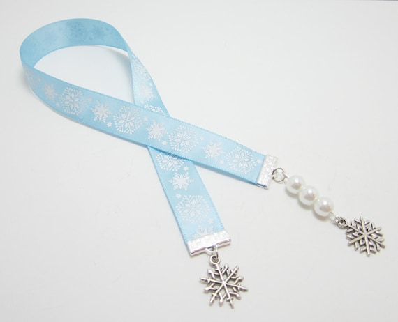 Baby Blue Snowflake Ribbon Bookmark