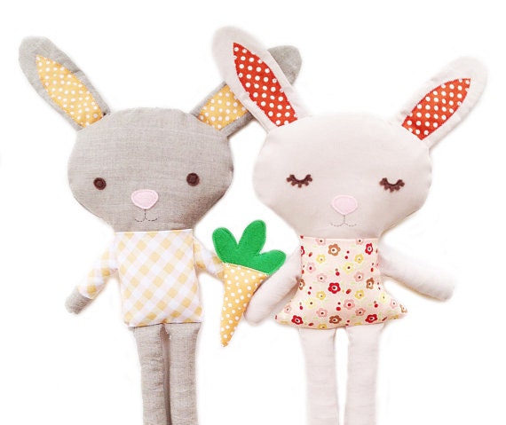 Bunny Doll PDF Sewing Pattern Bunny Softie Plush Toy Pattern With Carrot