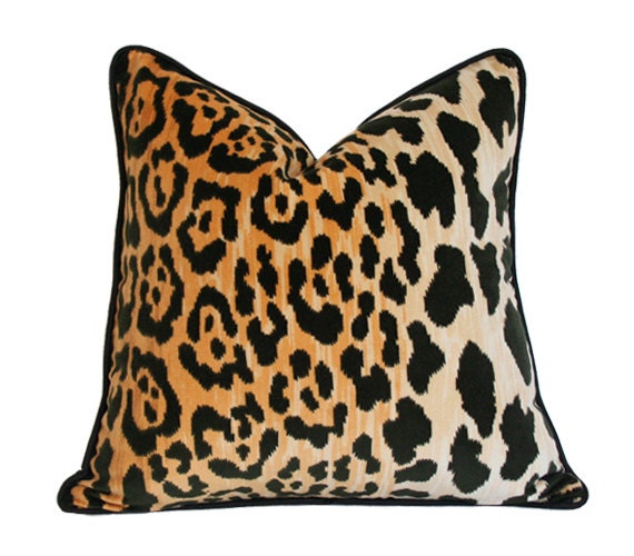 Leopard Velvet with Black Piping - 17x17 Designer Pillow Cover