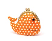 Cute sunset orange whale clutch purse