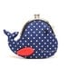 Cute navy blue whale clutch purse