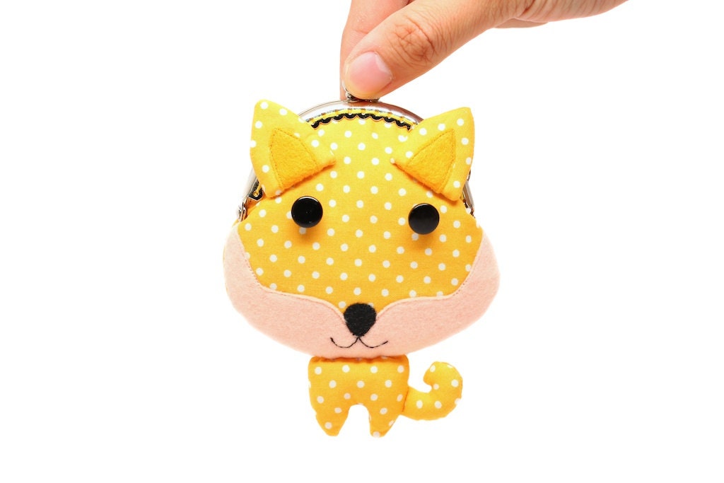 Little golden shiba dog clutch purse