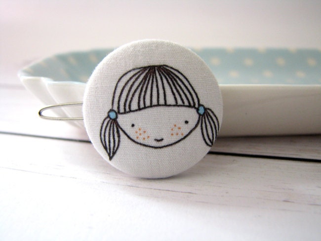 Hair barrette, girls hair clip, girly, gift, freckles girl