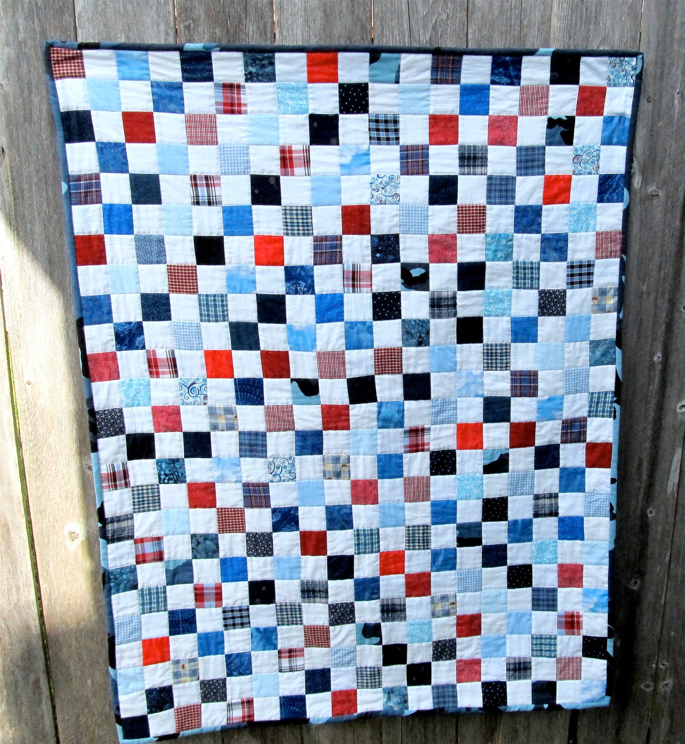 Red,white & blue patchwork  baby/toddler quilt