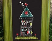 Scripture Art, Christian Art, Psalm 23 Bird House, canvas-mounted framed art (5x7)