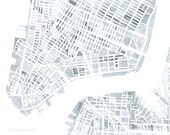 Manhattan New York City Concrete Gray and White 8x10 watercolor map print Summit Ridge