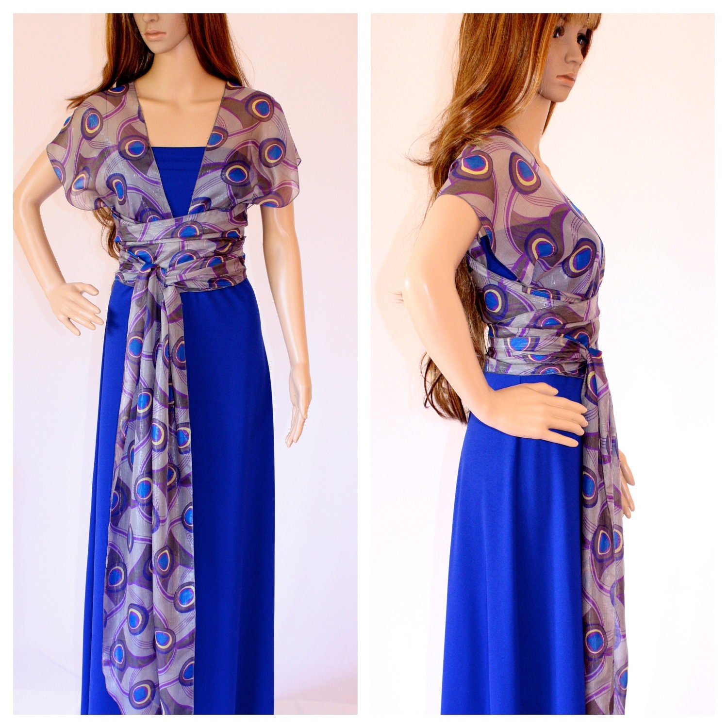Infinity convertible long dress summer convertible royal blue bridesmaid maxi mini wrap dress