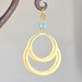 Awesome Large Gold Double Circle Hoop and Turquoise Bead Dangle Earrings Jewelry Gift for Her.  Free Shipping.