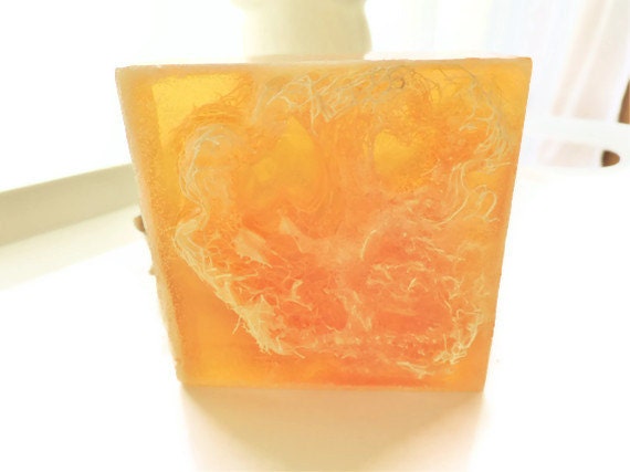 LOOFAH SOAP, Burnt Orange Colored, Scented in Mandarin Spice, Vegetable Based, Handmade
