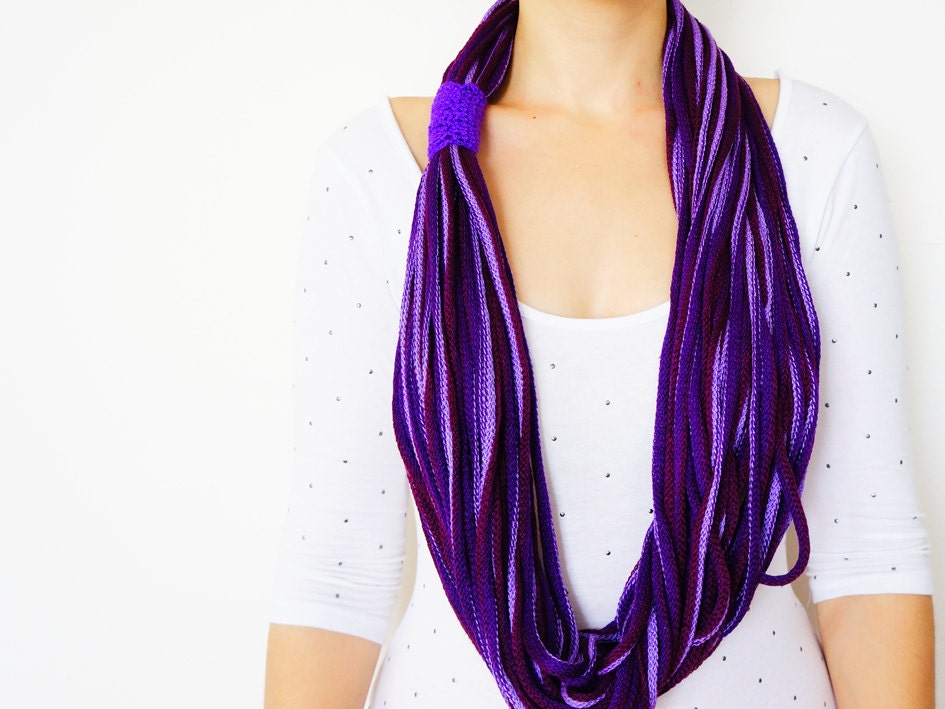 SCARF // Violet Infinity Eternity Scarf Noodle Scarves Cotton Fashion Neckwarmer Circle Necklace Chunky Cowl Purple
