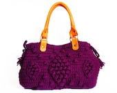Maroon Shoulder Bag Celebrity Style With Genuine Leather Orange Handles