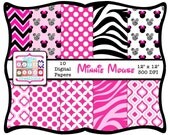 Digital Paper Pack - Zebra Print Minnie Mouse Ears Quatrefoil Ogee Dots Digital Scrapbook Paper INSTANT DOWNLOAD Il_170x135