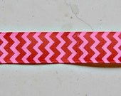 Red & pink chevron striped 7/8" grosgrain ribbon Valentines day Il_170x135