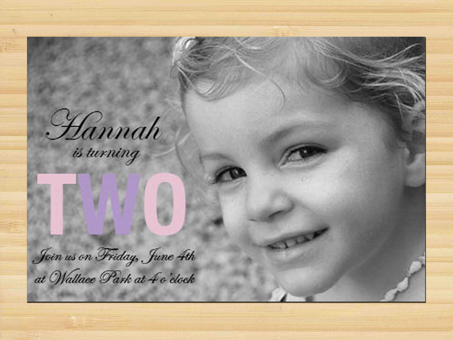 Birthday Party Invitation Photo Announcement- DIY Digital Printable File- Black and White Photography