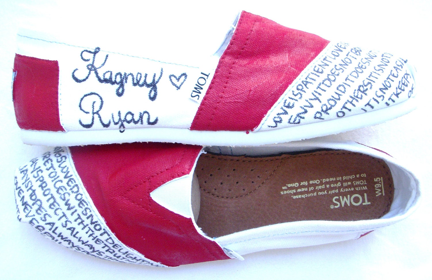 The Ginger - Red and White Custom TOMS