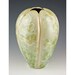 Sage Green Hand Carved Crystalline Vase: Free US Shipping
