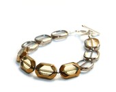 Vintage Antique Czech Gold and Silver Window Glass Bracelet