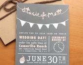 Wedding Invitation featuring DIY Style Chalkboard Pennant Flag Theme