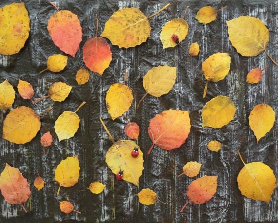 Fall Leaves - Original Mixed Media Sculpture