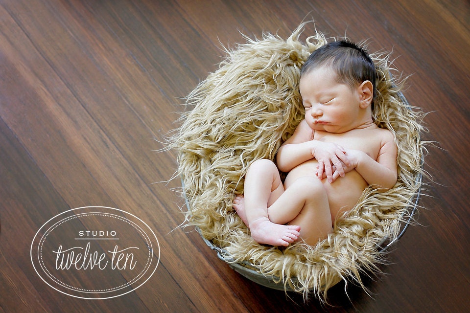 Caramel faux fur newborn photo prop