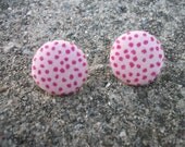 Gotta Love Polka Dots -- 1980's era fabric covered stud earrings