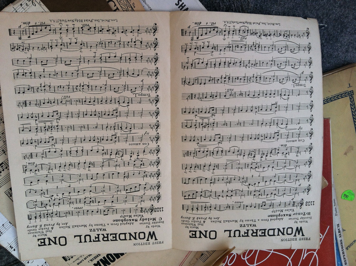 Vintage Sheet Music Paper Ephemera 10 page lot
