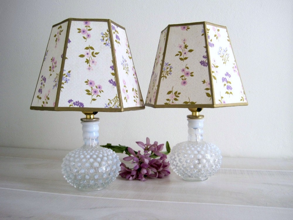 Vintage Hobnail Glass Lamps - Retro Feminine - GoldenDaysAntiques