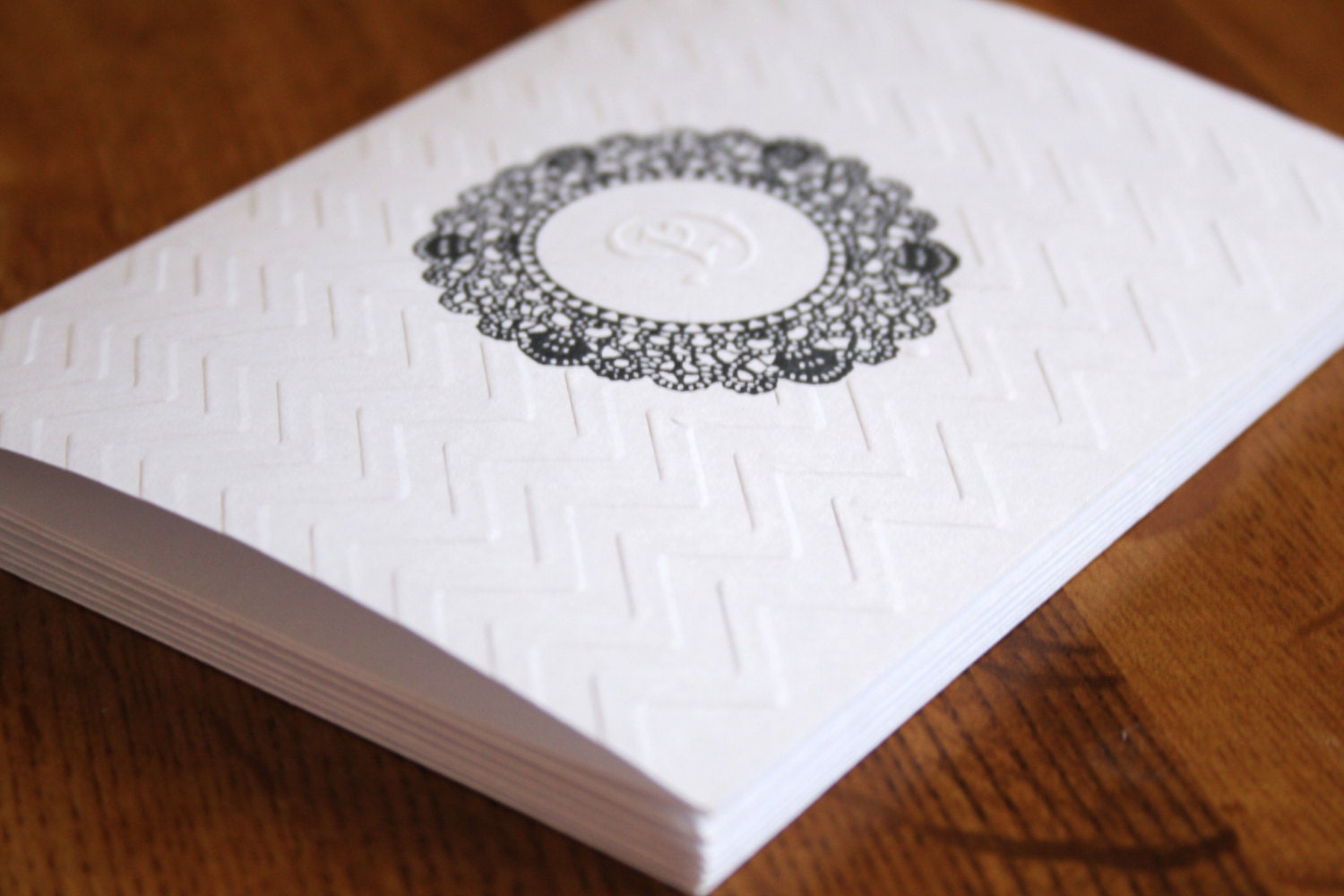Monogram stationery set with chevron pattern in black and white- set of 40 envelopes included