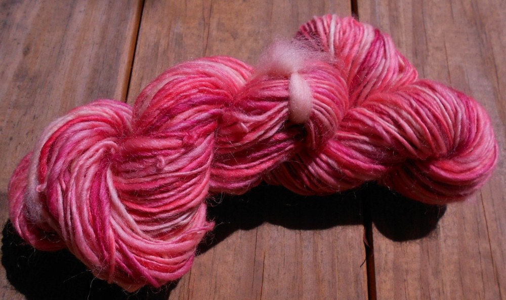 Handspun Yarn, Worsted Weight, Handpainted Yarn, Lady, 128 yards, 3.3 oz, 94 g
