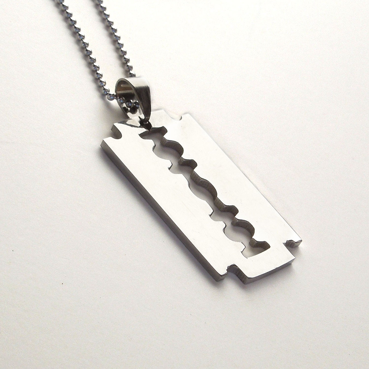 Stainless Steel Razor Necklace UniSex Man's Woman's Pendant