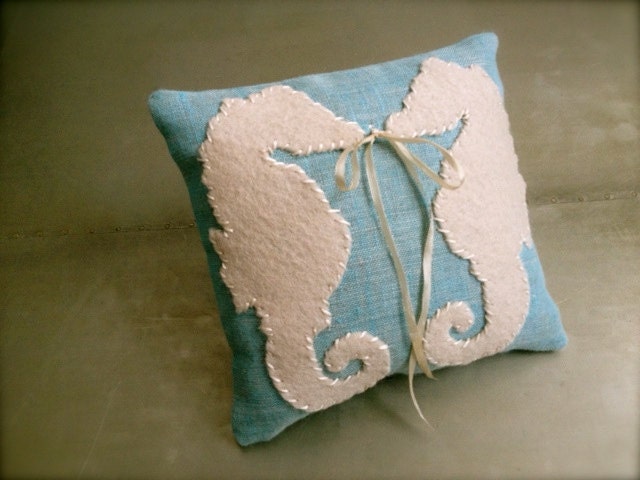 Wedding ring pillow, seahorse, custom