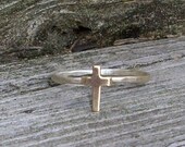Little Cross- Sterling Silver and Brass -Stacking Ring