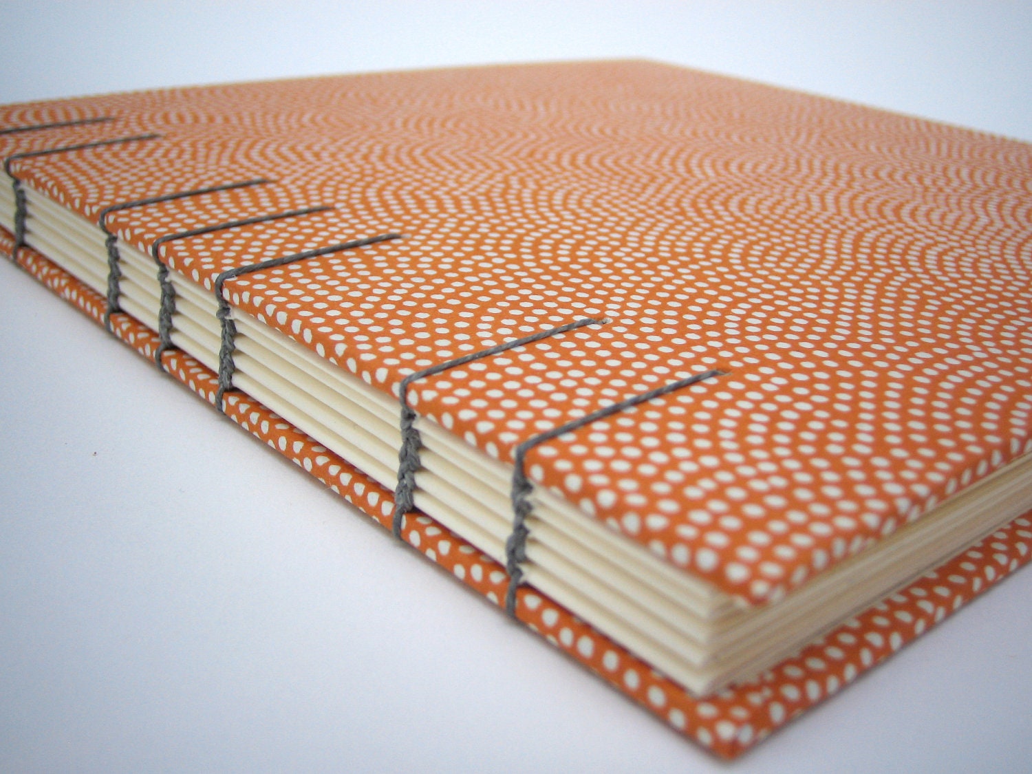 Orange Dot Sketch Book / Guest Book, Hand Bound Book, Coptic Stitch, Made to Order