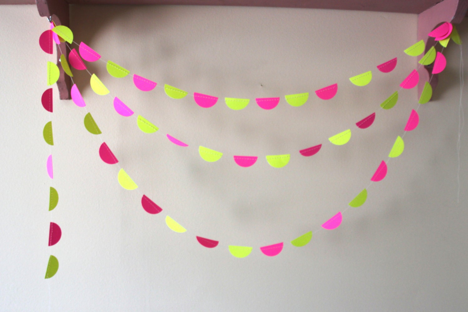 Candy Shop Bunting, Paper Garland, party decoration, Christmas decor, bright neon, 10 feet long