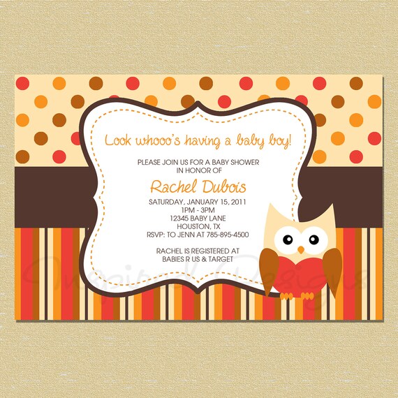 Owl Baby Shower Invitation - Matching Coordinates Available Il_570xn