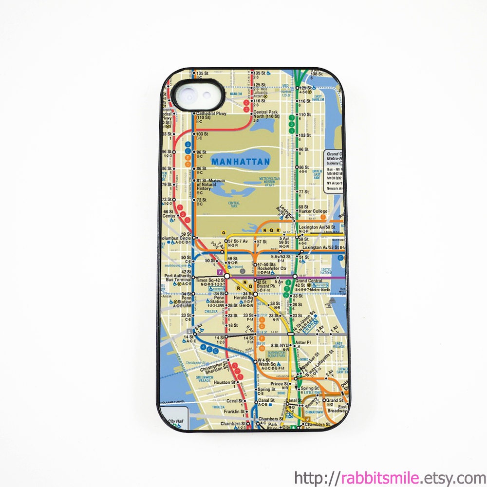 Manhattan Subway Map iPhone 5 Case, iPhone 4 case, iPhone 4s Cover , Hard Plastic iphone 5 Cover, cases - New York underground map