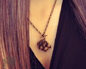 Charmed Necklace - Caramel Mocha Swirls Amber Czech Glass Beads Goldstone Midnight Sunsitara Antiqued Copper Gunmetal Lariat - Caramelized