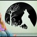Howling Wolf and Moon Wall Decal - striking and elegant vinyl decor  -Twilight -