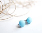 Turquoise matte Glass Earrings Studs