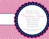 Party Printables Baby Shower Invitation Boy or Girl, Bridal Shower, Chevron Pink and navy blue Aqua Blue Green Grey Il_170x135