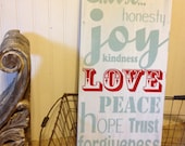 vintage looking, shabby chic, handpainted wood typography word art subway sign,  choose love