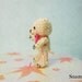 Miniature Creme Mohair Bear - Micro Crocheted  Bears 0.8 Inch Scale with Pink Bow - Made To Order
