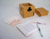 Vintage Wood Playing Card Box Game Box Tally Box