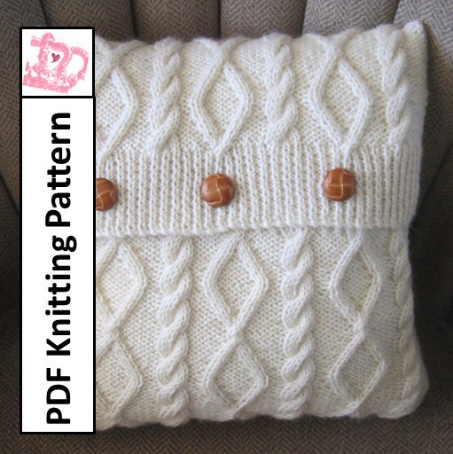 PDF KNITTING PATTERN Diamonds and Cable 16 x16 pillow cover
