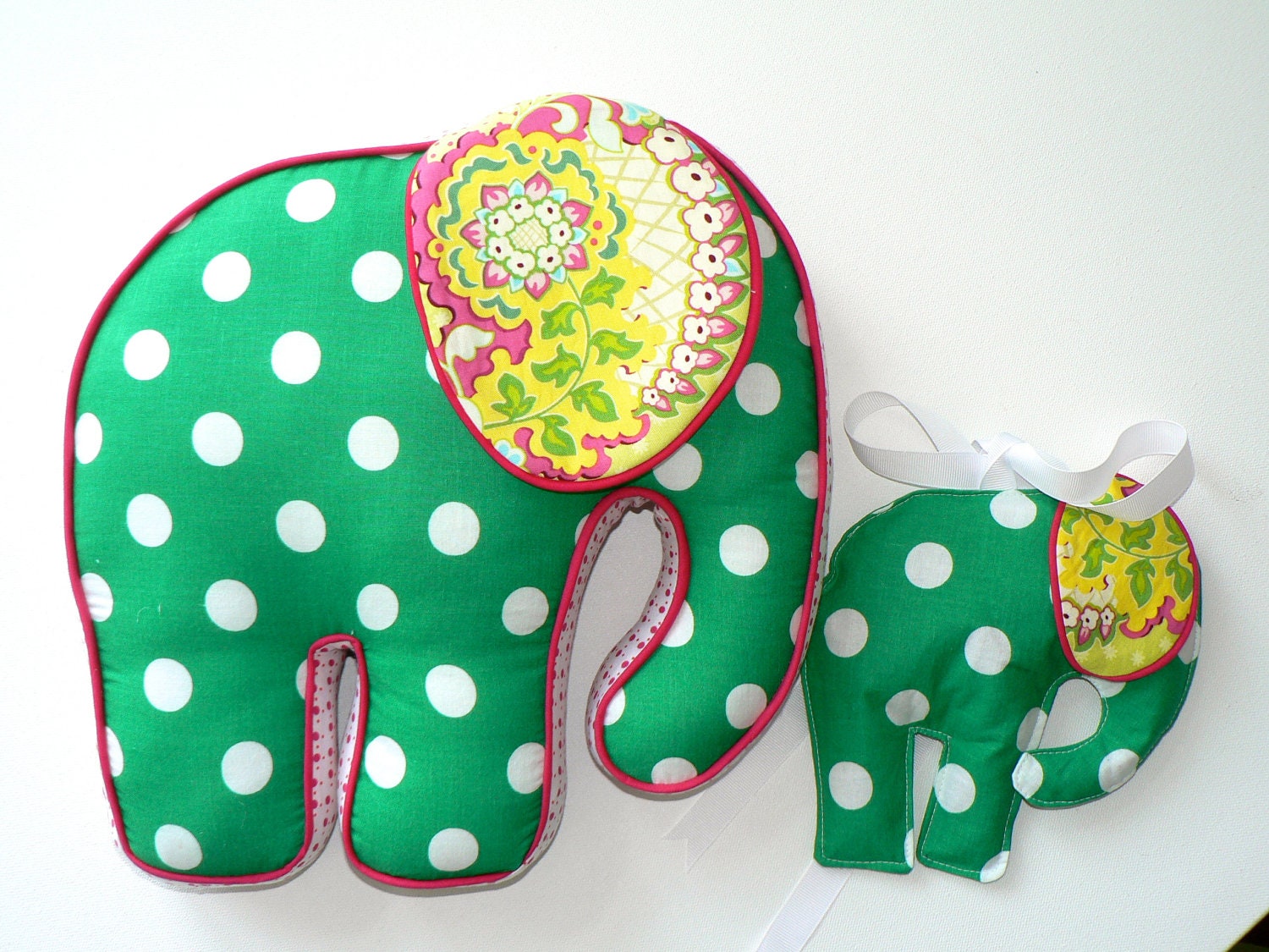 Mama Elephant Pillow with Baby Elephant Lavender Sachet